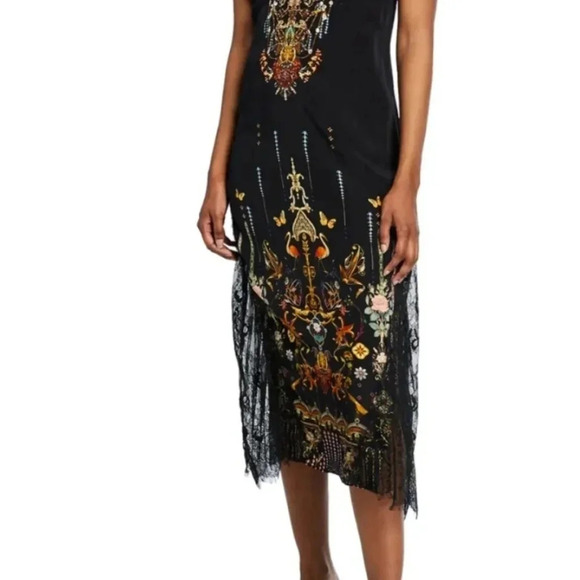 ❤️HOST PICK❤️ Camilla  Midi Lace Slip Dress Rebelle Black 100% Silk size S - Picture 5 of 16